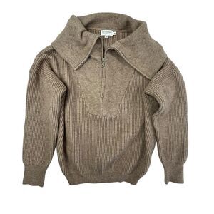 Lili Sidonio for Molly Bracken Zip Turtleneck Sweater Size Medium Brown